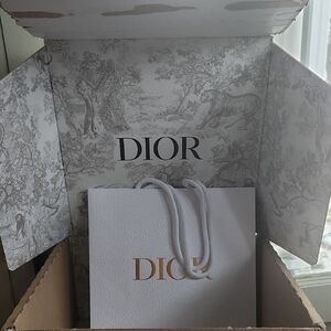 Dior White Gift Bag W/ Gold Lettering & Dior Delivery Box